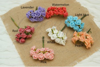 Faux Flower - Baby roses (Foam) on wire - 2 cm - Pack of 10